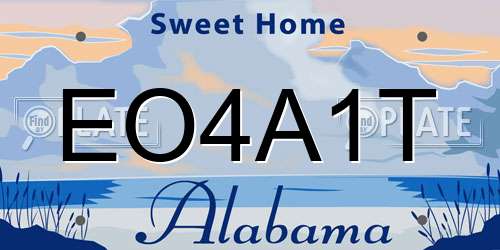 EO4A1T Alabama License Plate