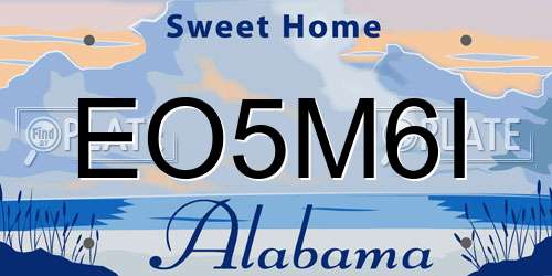 EO5M6I Alabama License Plate