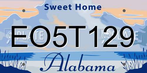 EO5T129 Alabama License Plate