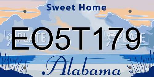 EO5T179 Alabama License Plate