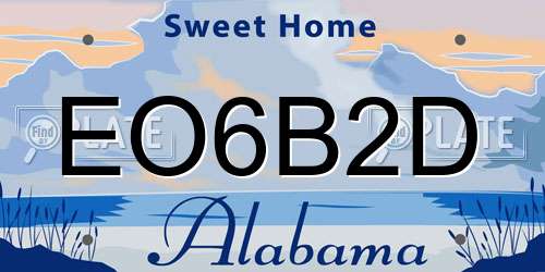 EO6B2D Alabama License Plate