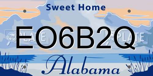 EO6B2Q Alabama License Plate