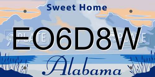 EO6D8W Alabama License Plate