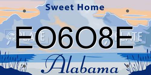 EO6O8E Alabama License Plate