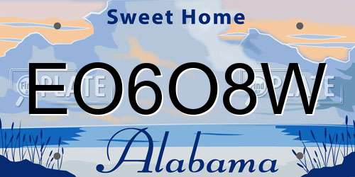 EO6O8W Alabama License Plate