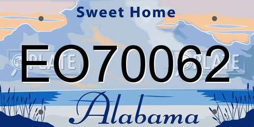 EO70062 Alabama License Plate