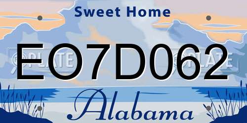 EO7D062 Alabama License Plate