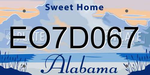 EO7D067 Alabama License Plate