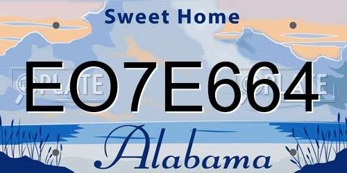 EO7E664 Alabama License Plate