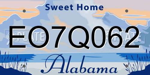 EO7Q062 Alabama License Plate