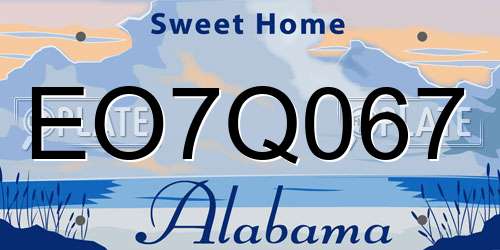 EO7Q067 Alabama License Plate