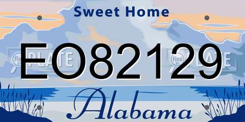 EO82129 Alabama License Plate