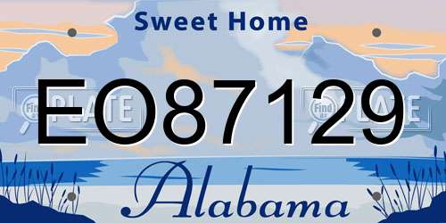 EO87129 Alabama License Plate