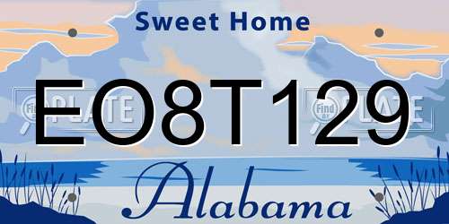 EO8T129 Alabama License Plate