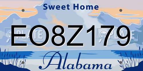 EO8Z179 Alabama License Plate