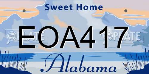 EOA417 Alabama License Plate