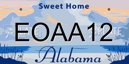 EOAA12 Alabama License Plate