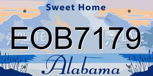 EOB7179 Alabama License Plate