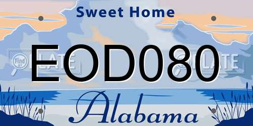 EOD080 Alabama License Plate