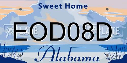 EOD08D Alabama License Plate