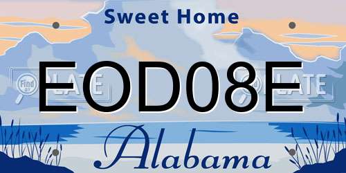 EOD08E Alabama License Plate