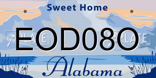 EOD08O Alabama License Plate