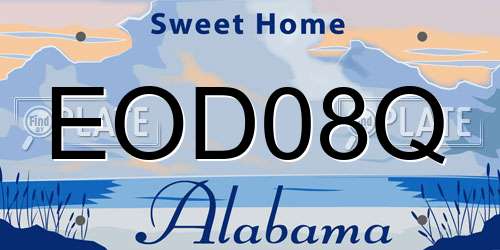 EOD08Q Alabama License Plate