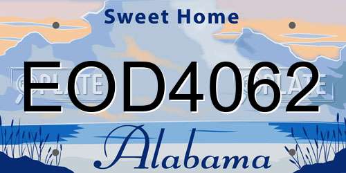 EOD4062 Alabama License Plate