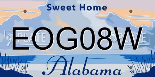EOG08W Alabama License Plate