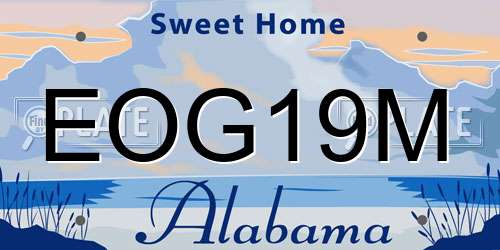EOG19M Alabama License Plate