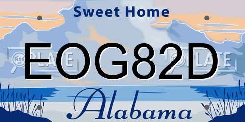 EOG82D Alabama License Plate