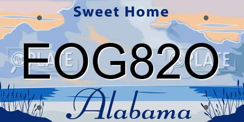 EOG82O Alabama License Plate