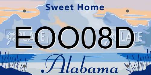 EOO08D Alabama License Plate