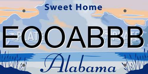 EOOABBB Alabama License Plate