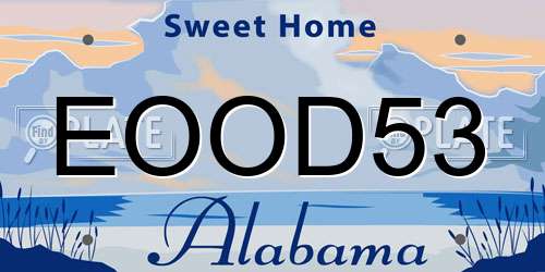 EOOD53 Alabama License Plate