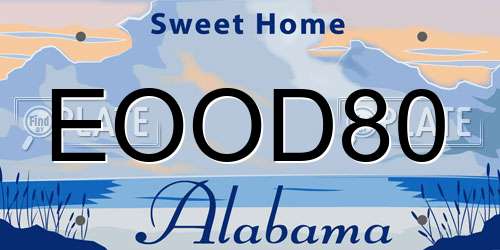EOOD80 Alabama License Plate