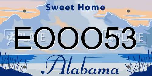 EOOO53 Alabama License Plate