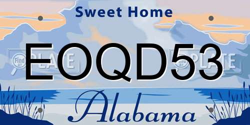 EOQD53 Alabama License Plate