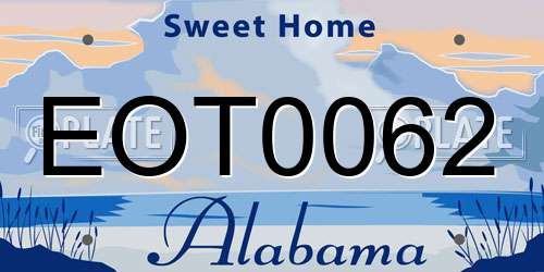 EOT0062 Alabama License Plate