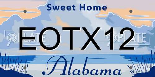 EOTX12 Alabama License Plate