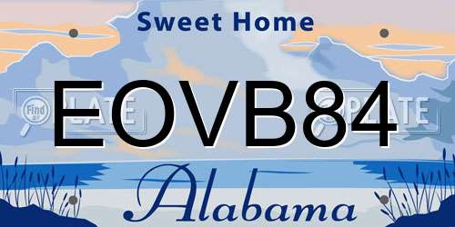 EOVB84 Alabama License Plate