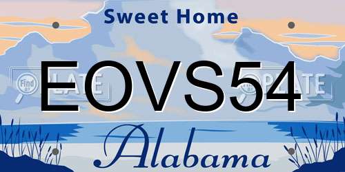 EOVS54 Alabama License Plate