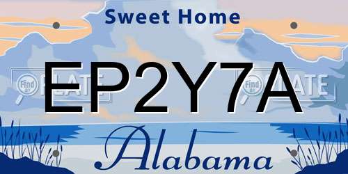 EP2Y7A Alabama License Plate