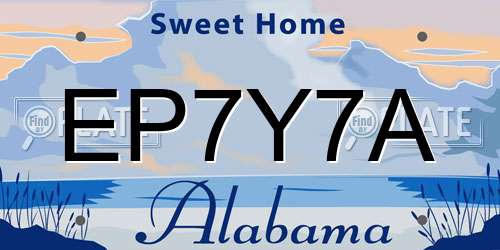EP7Y7A Alabama License Plate