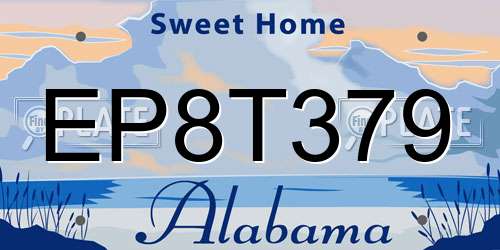 EP8T379 Alabama License Plate