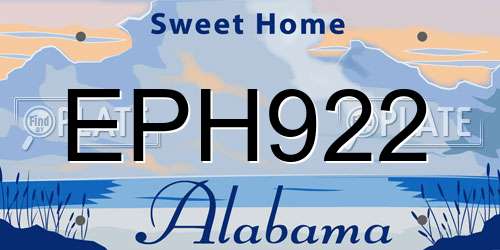 EPH922 Alabama License Plate