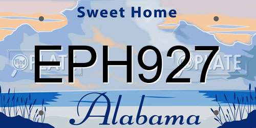 EPH927 Alabama License Plate