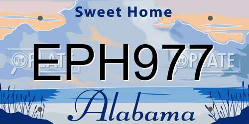 EPH977 Alabama License Plate