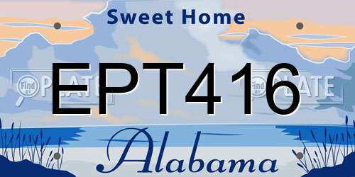 EPT416 Alabama License Plate