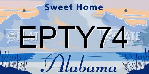 EPTY74 Alabama License Plate